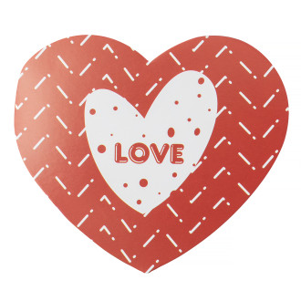 Pocztówka z kokarda 7.8 cm Love w sercu czerwony 1 szt.