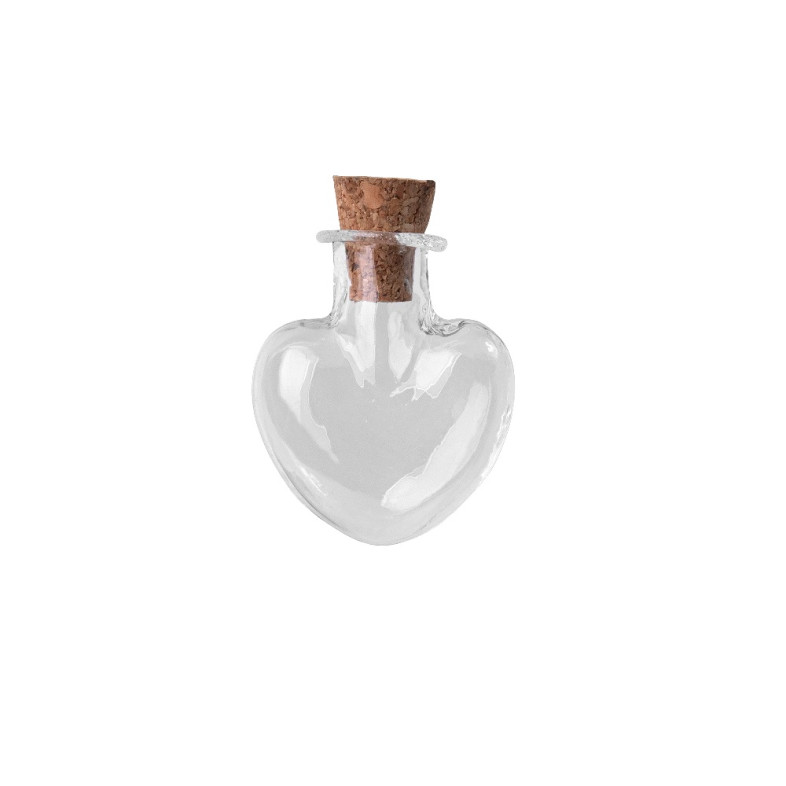 Glass flask 27×22 mm (1.5 ml) Heart transparent 1 pc.