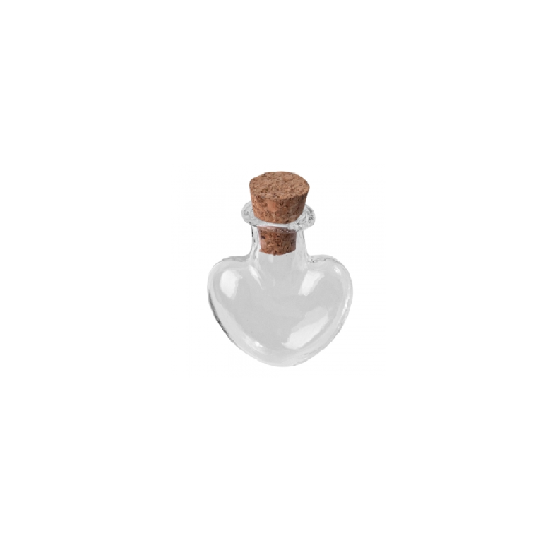 Glass flask 27×22 mm (1.5 ml) Heart transparent 1 pc.