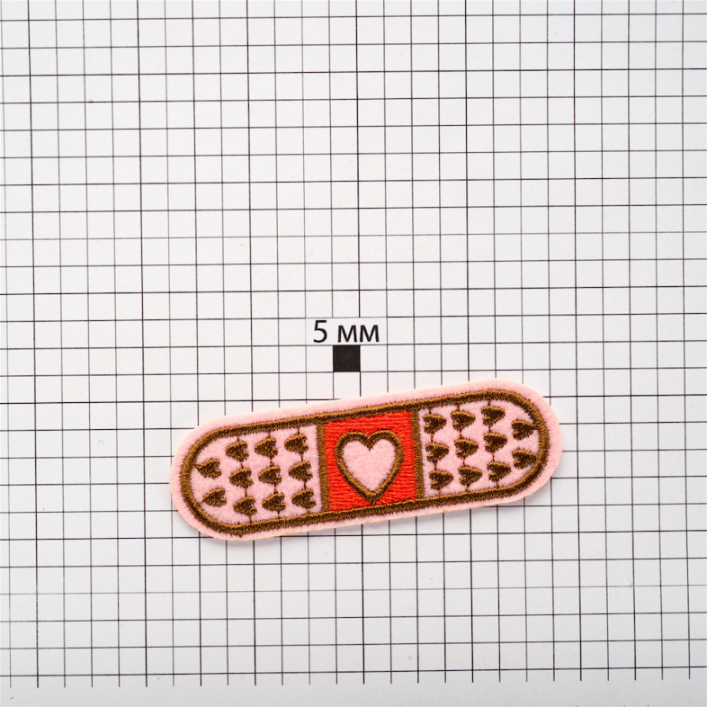 Fabric patch 70×28 mm Pink-red patch 1 pc.