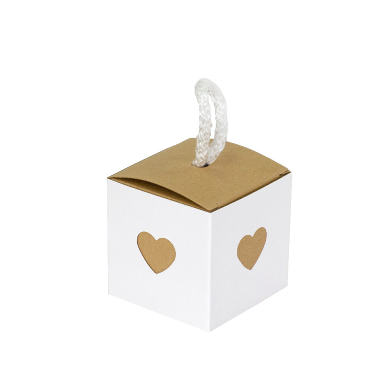 Cardboard gift box 5.5×5.5×5.5 cm beige-white 1 pc.