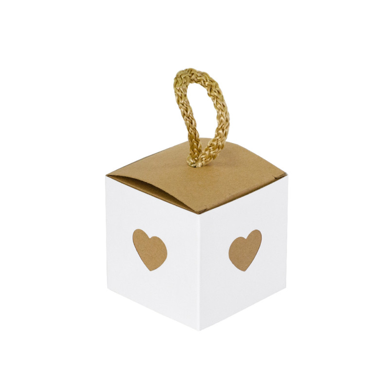 Cardboard gift box 5.5×5.5×5.5 cm beige-white 1 pc.