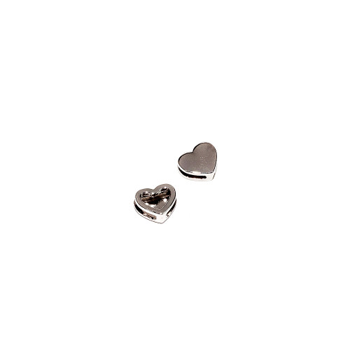 Slider bead 10.5×12 mm Heart cupronickel 1 pc