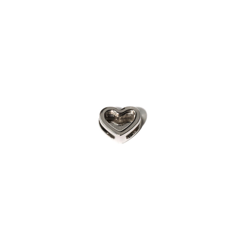 Slider bead 10.5×12 mm Heart cupronickel 1 pc