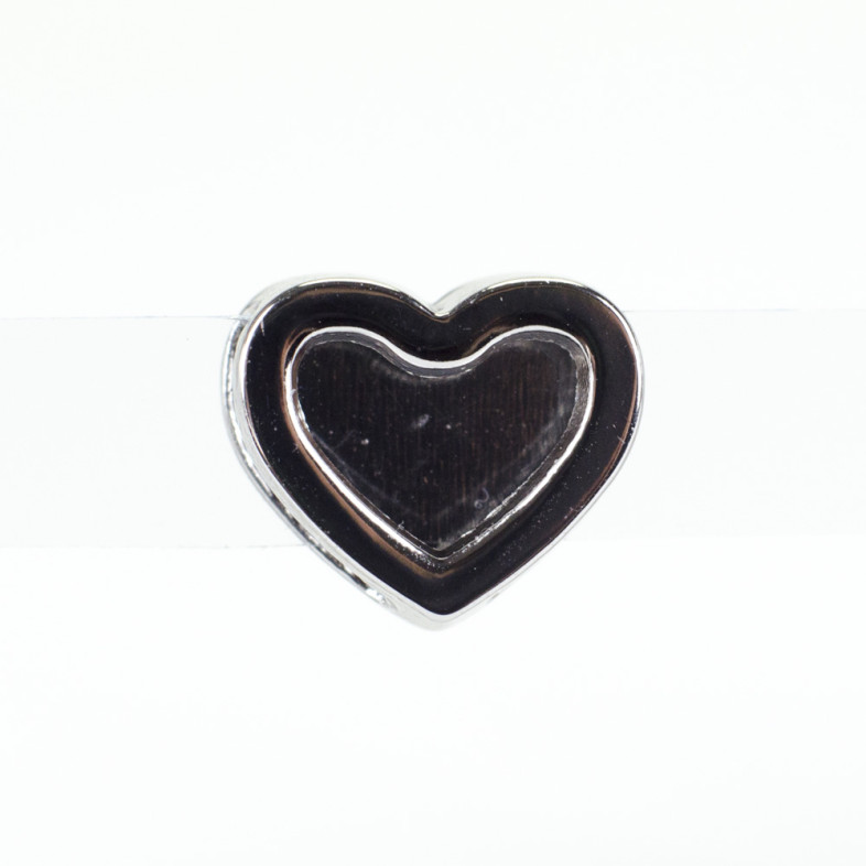 Slider bead 10.5×12 mm Heart cupronickel 1 pc