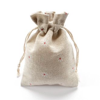 Decorative jute bag 14×10 cm with daisies