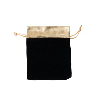 Decorative velvet bag 15×12 cm black and gold