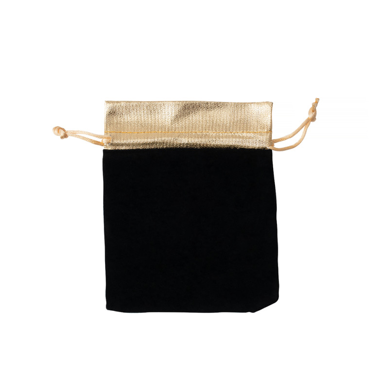 Decorative velvet bag 15×12 cm black and gold