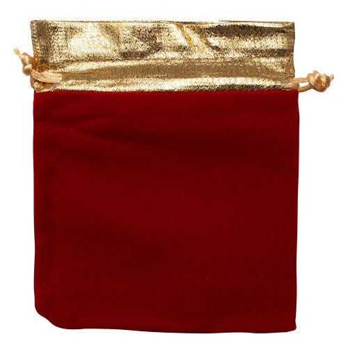 Decorative velvet bag 15×12 cm red and gold