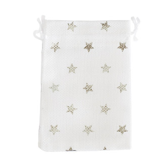 Decorative jute bag 14×10 cm white with pattern