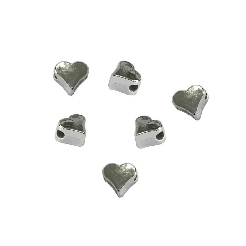 Plastic bead for metal 5.5 mm Heart cupronickel pack of 10 pieces
