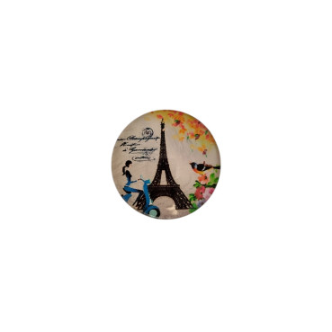 Glass cabochon round 25 mm weekend in Paris 1 pc
