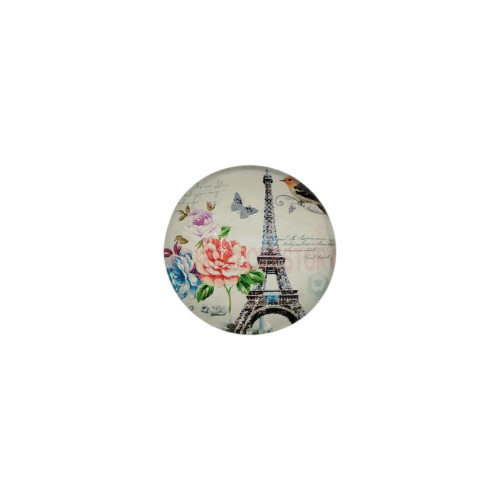 Glass cabochon round 25 mm flower buds 1 pc