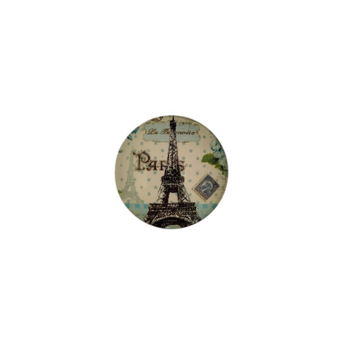 Glass cabochon round 25 mm Eiffel Tower 1 pc