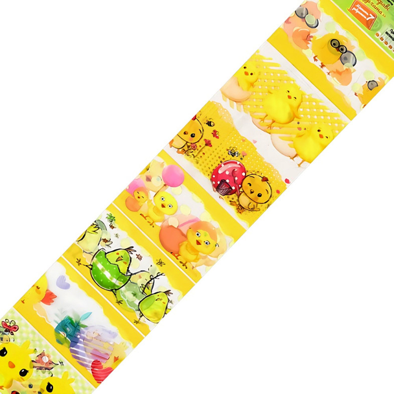 Thermal foil for Easter egg decoration 36×7 cm Light chickens yellow pack of 7 pcs