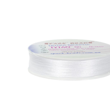 Titanium beading thread 0,14 mm white 60 meters