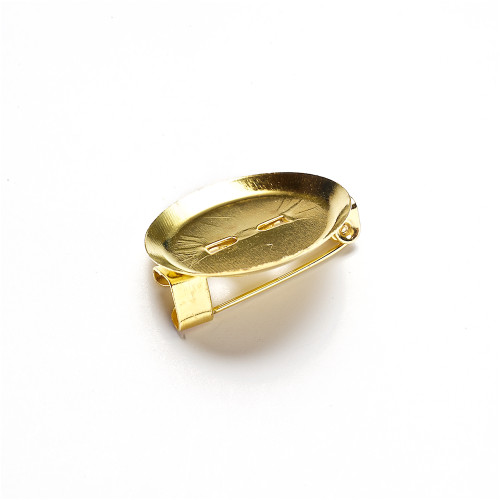 Brooch base 20 mm round adhesive gold 1 pc.