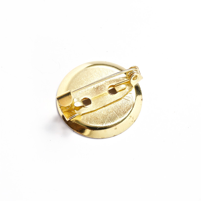 Brooch base 20 mm round adhesive gold 1 pc.