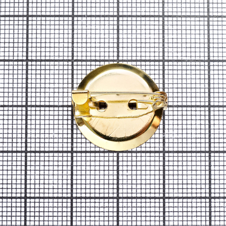 Brooch base 20 mm round adhesive gold 1 pc.