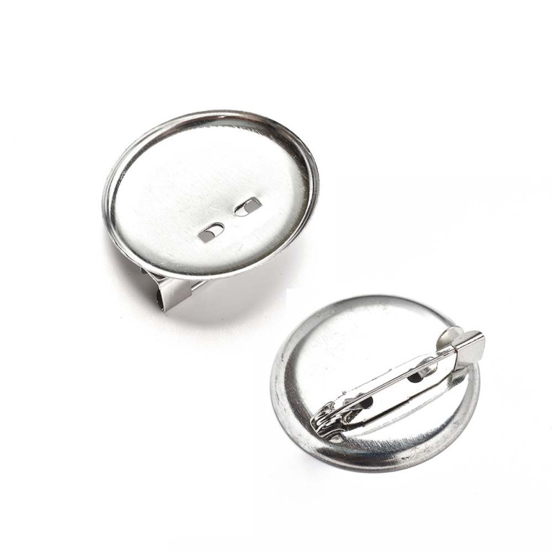 Brooch base 30 mm round adhesive cupronickel 1 pc.