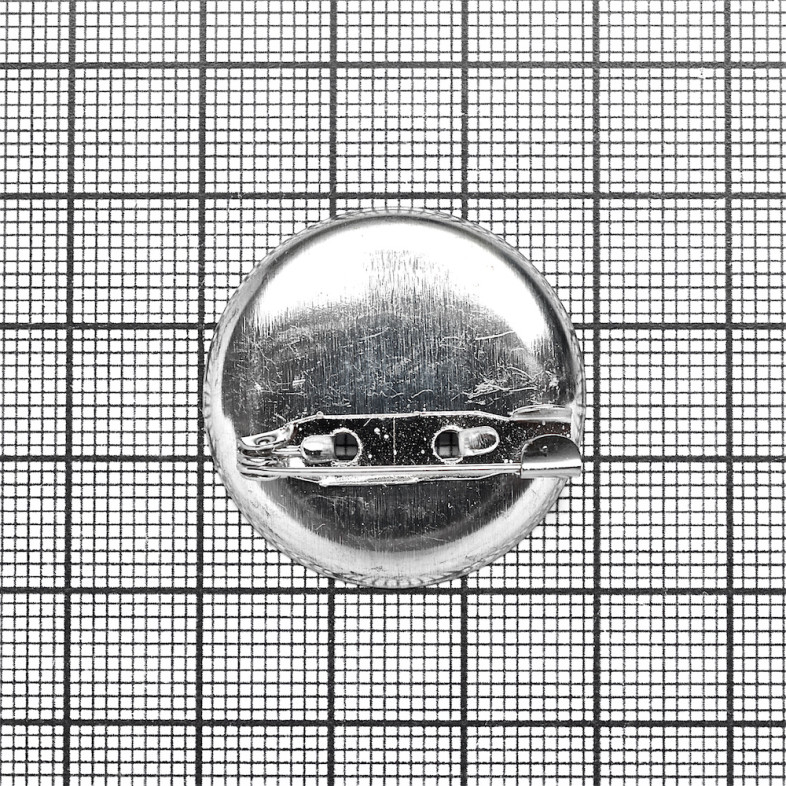 Brooch base 30 mm round adhesive cupronickel 1 pc.