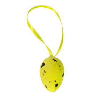 Dekoracja wielkanocna 4×3 cm Jajko na wstążce żółty 1 szt