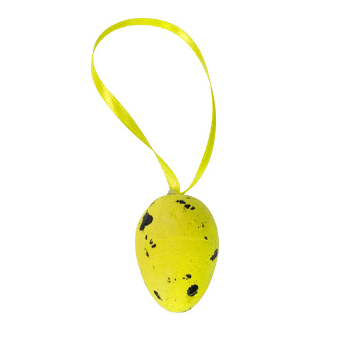 Dekoracja wielkanocna 4×3 cm Jajko na wstążce żółty 1 szt