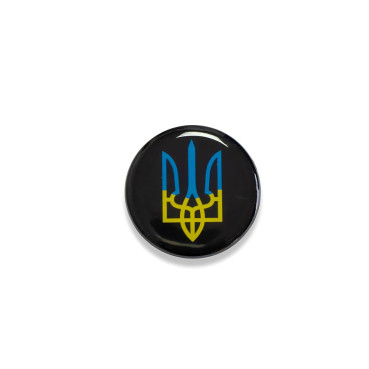 Metal pin badge Coat of arms of Ukraine on a black background 1 pc.