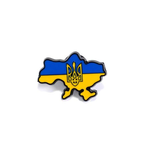 Значок пін металевий Карта України з гербом 1 шт