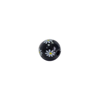 Koralik drewniany 15×15 mm kwiatowy czarny 1 szt