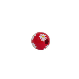 Wooden bead 15×15 mm floral red 1 pc.