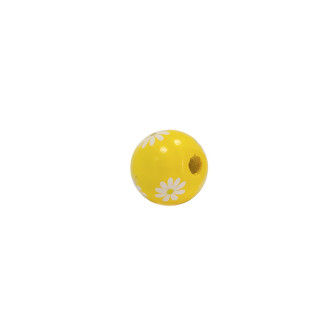 Wooden bead 15×15 mm floral yellow 1 pc.