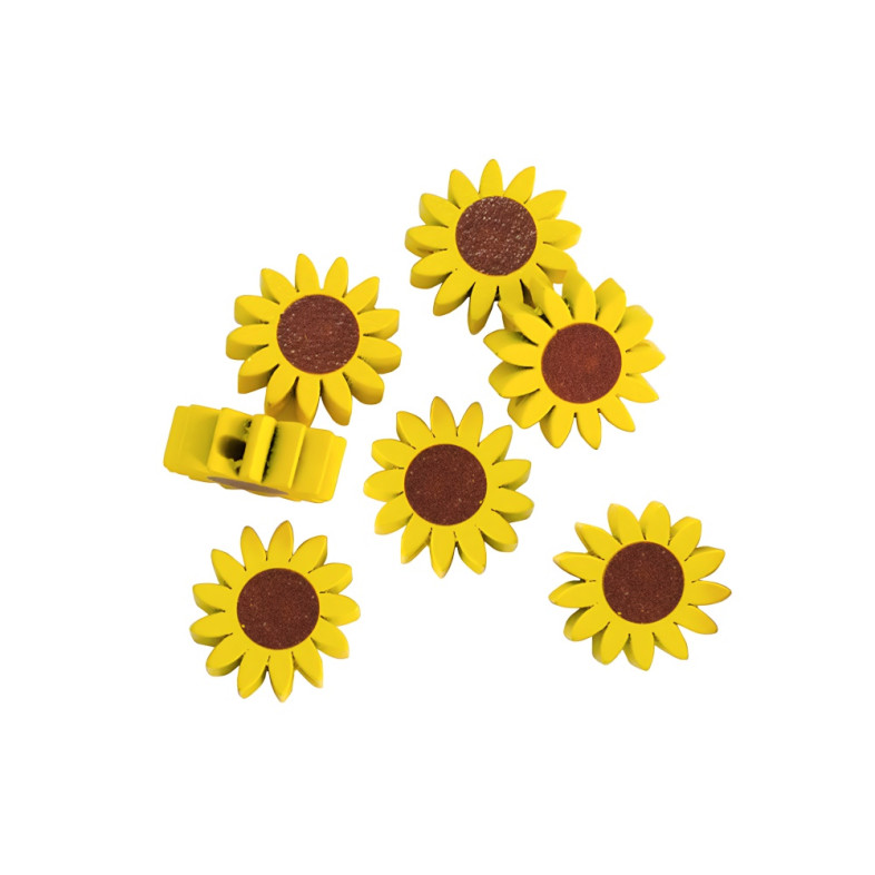 Wooden bead 22×8 mm Sunflower yellow-brown 1 pc.