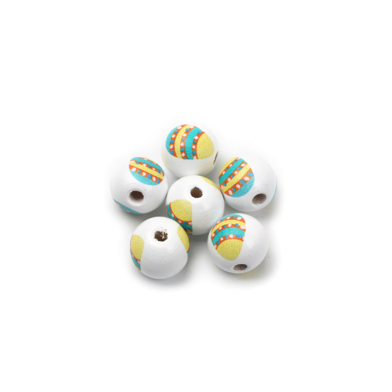 Wooden round bead 16 mm Egg mix colors 1 pc.