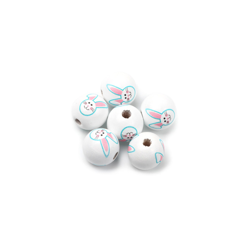 Wooden round bead 16 mm Hare mix of colors 1 pc.