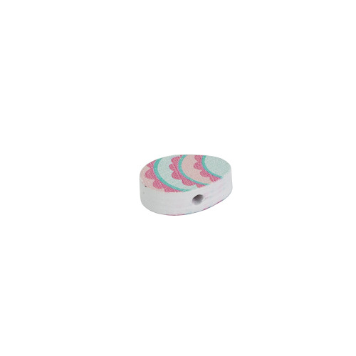 Wooden bead 20×6 mm Egg white-pink 1 pc.