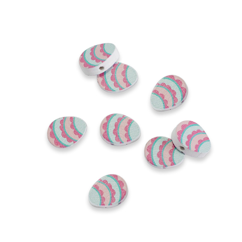 Wooden bead 20×6 mm Egg white-pink 1 pc.