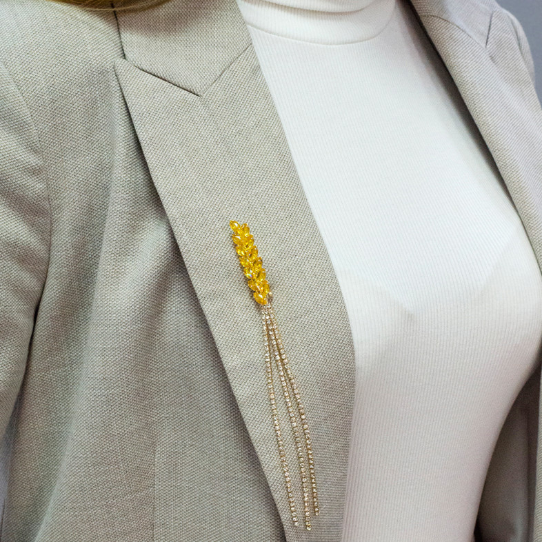 Brooch 155×11 mm Spikelet of gold 1 pc.