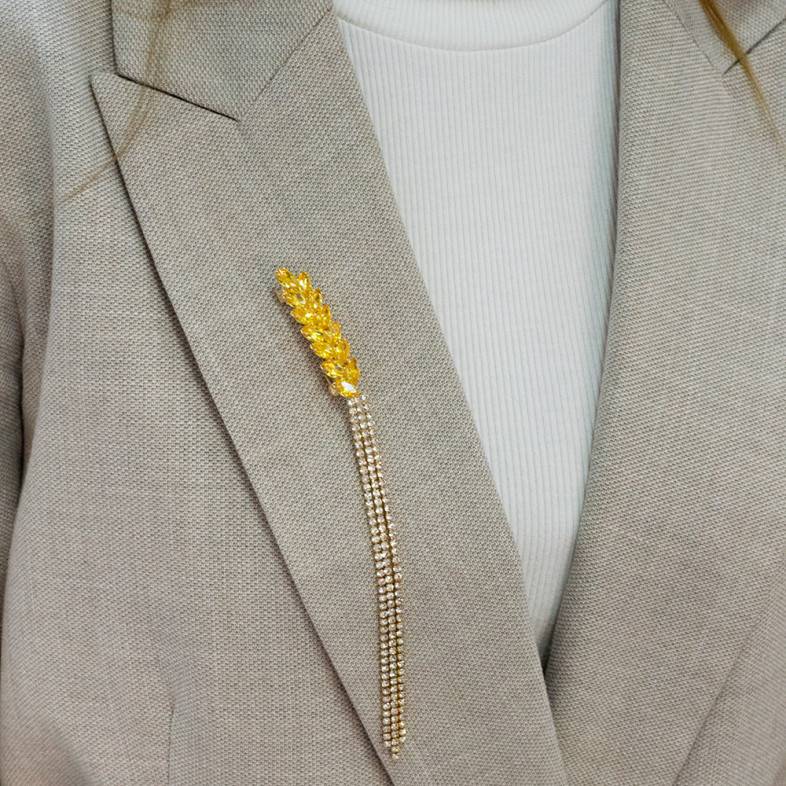 Brooch 155×11 mm Spikelet of gold 1 pc.