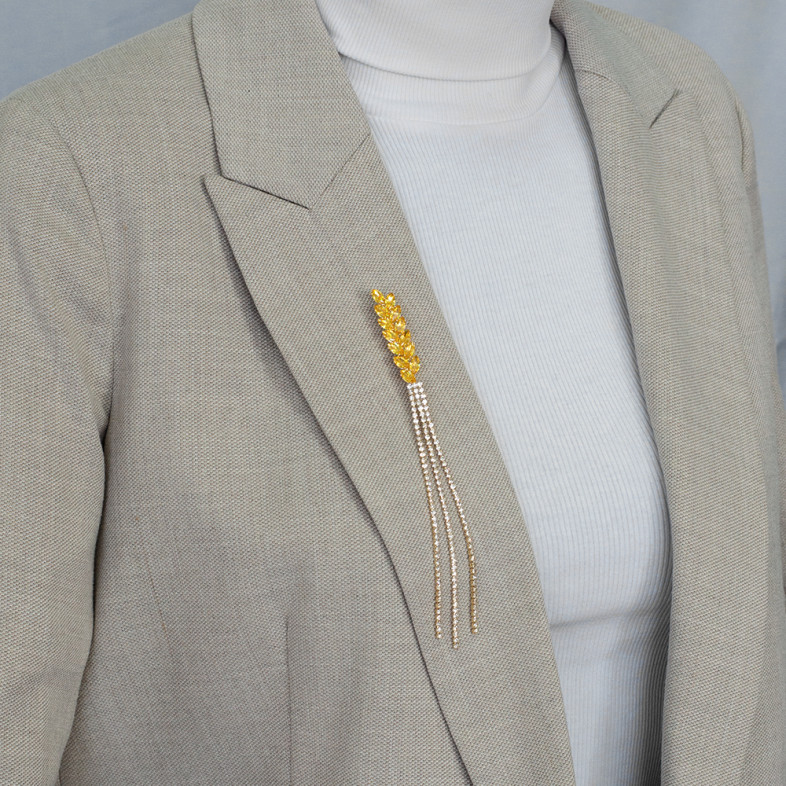 Brooch 155×11 mm Spikelet of gold 1 pc.