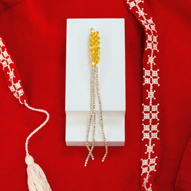 Brooch 155×11 mm Spikelet of gold 1 pc.