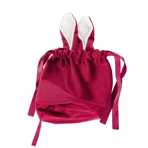 Velvet bag with handles 15×13.5 cm red 1 pc