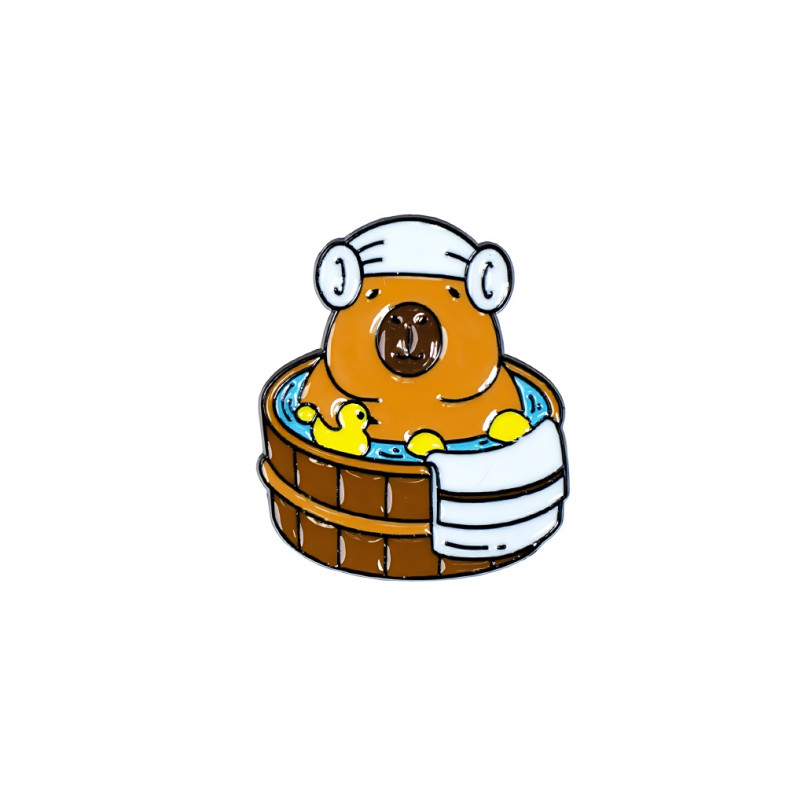 Metal pin badge Capybara in the bath 1 pc.