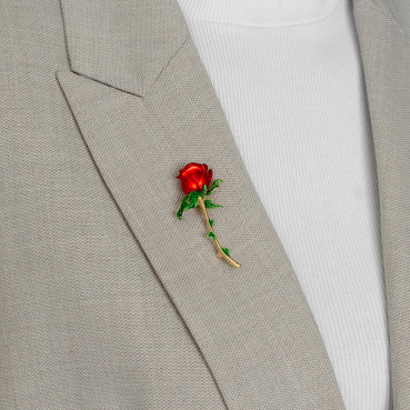 Brooch Rose golden-red 1 pc