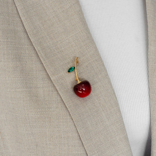 Brooch 50 mm Cherry golden red 1 pc