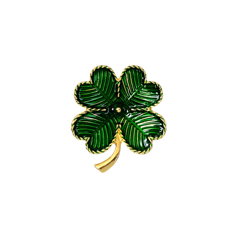Brooch 35x40 mm Clover green 1 pc