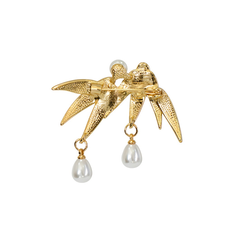 Brooch 42×54 mm Leaf golden-green 1 pc