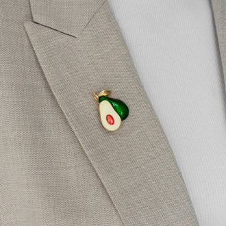 Brooch 35×28 mm Avocado golden-green 1 pc.