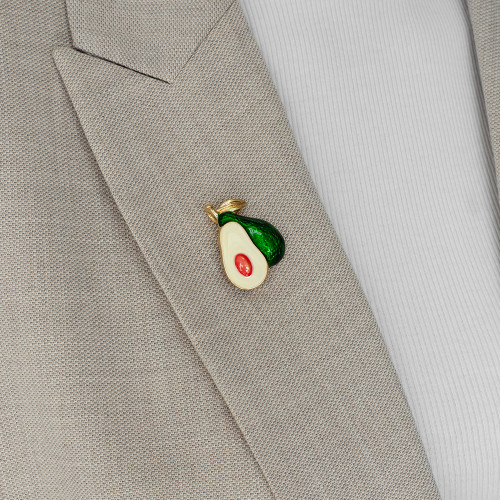 Brooch 35×28 mm Avocado golden-green 1 pc.