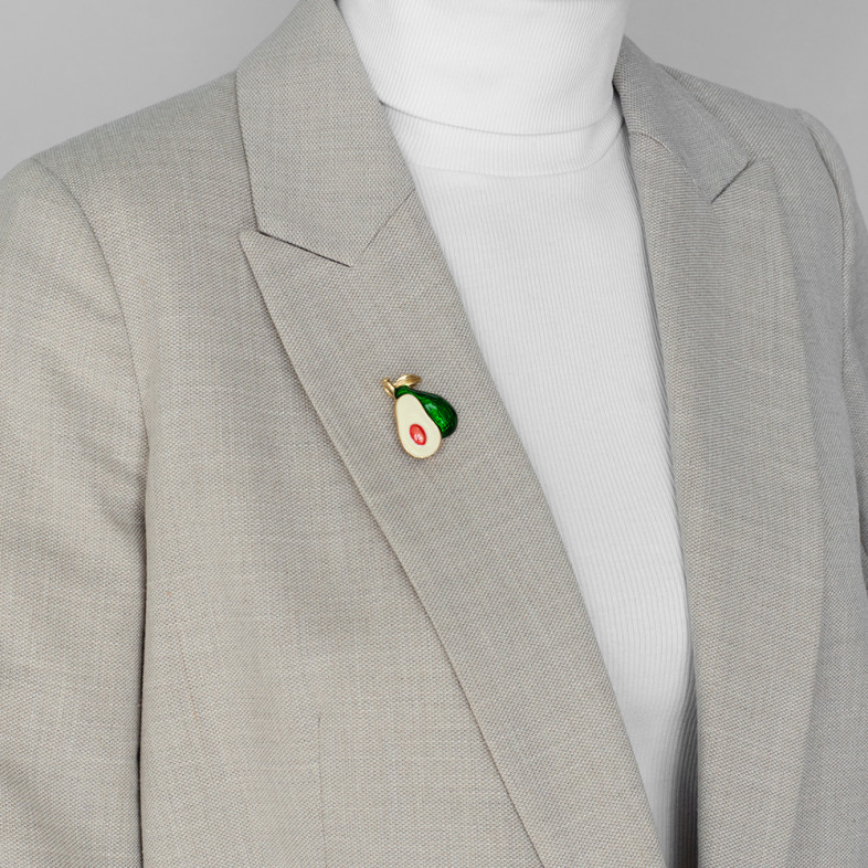 Brooch 35×28 mm Avocado golden-green 1 pc.